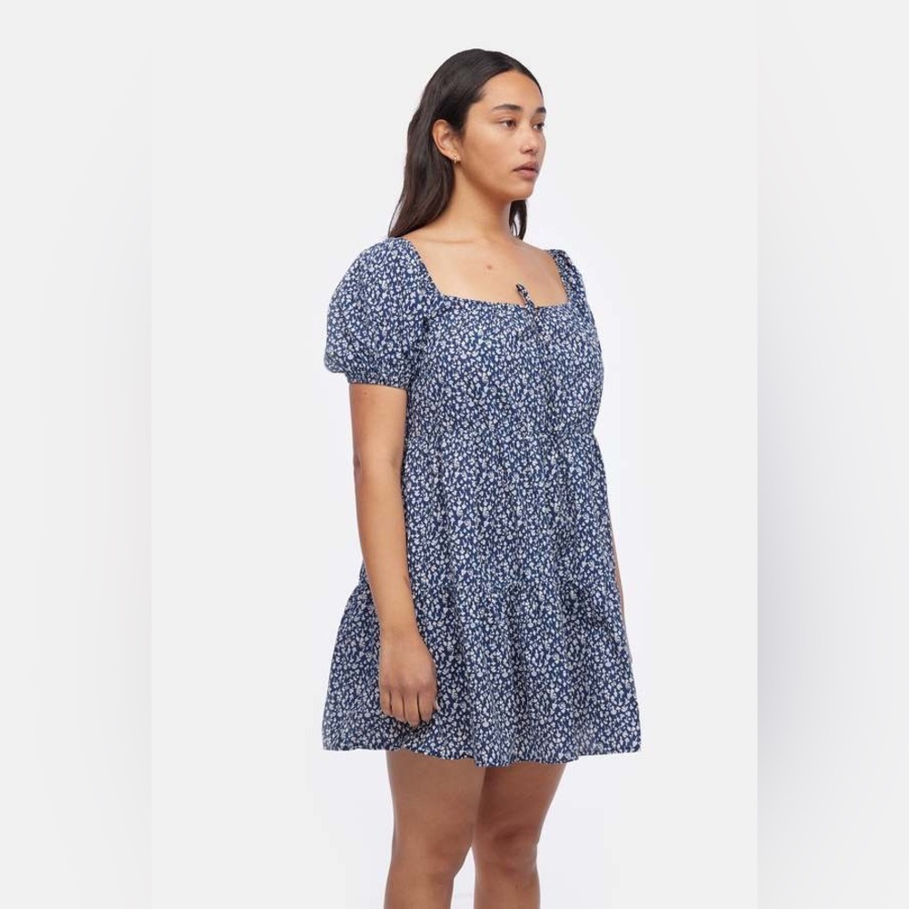 LACAUSA x Anthropologie Playa Boho Flowy Mini Dress in Blue Magic Mushroom - Picture 4 of 10